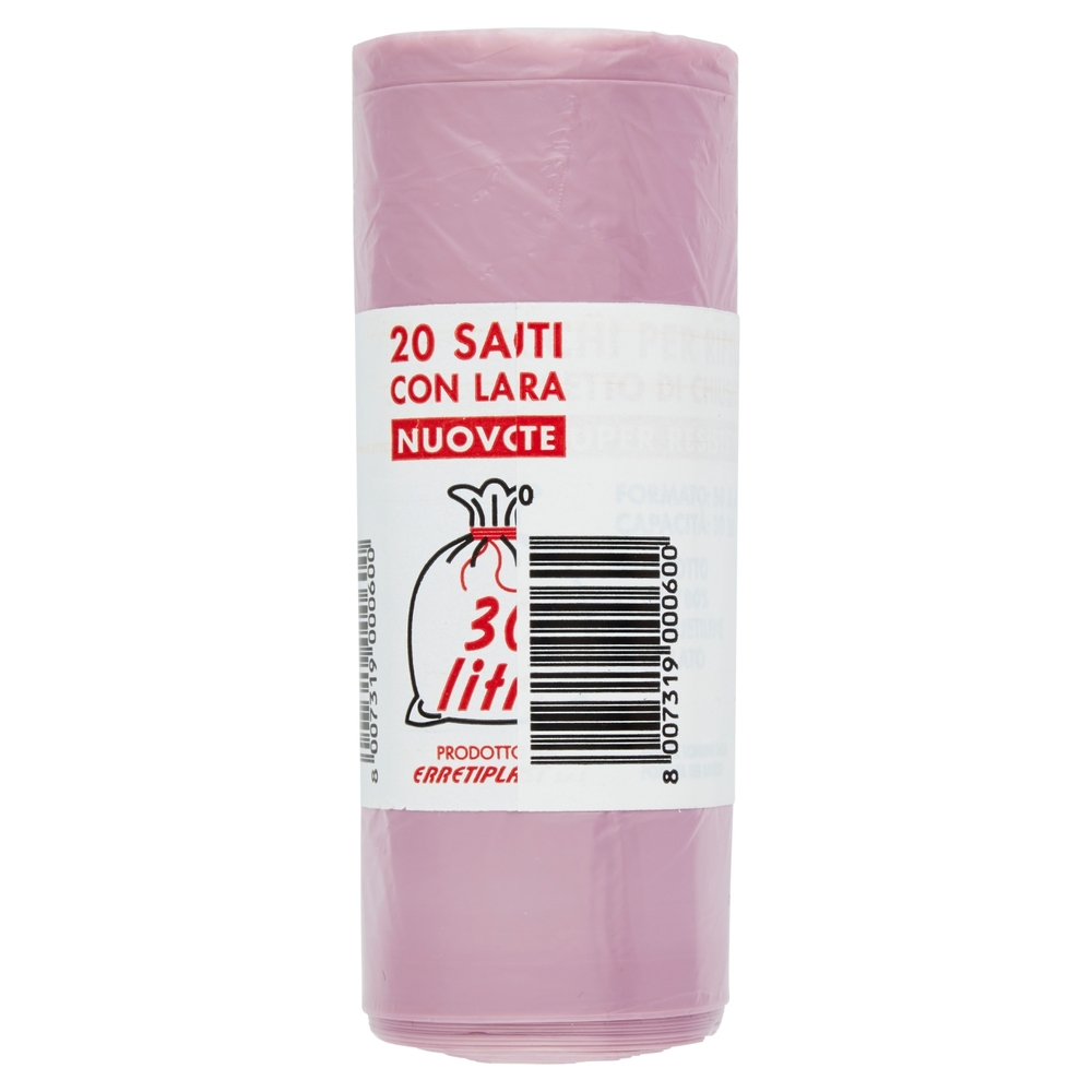 Sacchi per Rifiuti con Laccetto di Chiusura 30 litri 20 pz